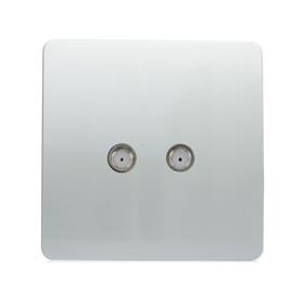 ART-2SATSI  2 Gang F-Type Satellite Televison Socket Platinum Silver